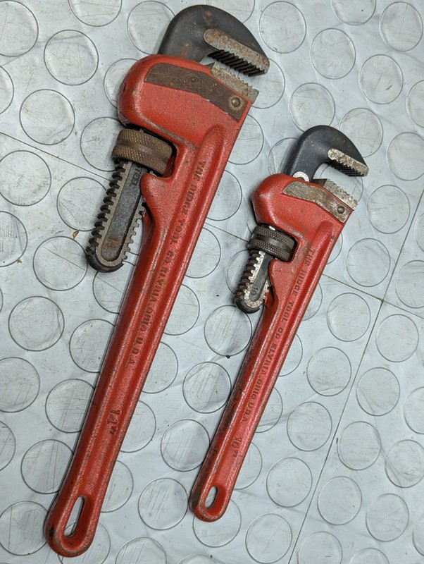 Vintage Heavy Duty Rigid 10" and 14" Pipe Wrenches