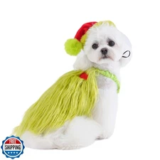 Littledropet Furry Dog Green Monster Costume with Pet Christmas H