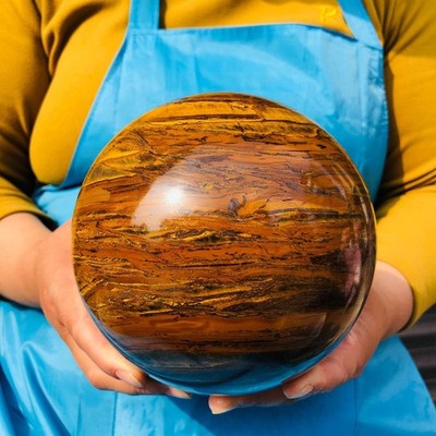 Rare 9.08 LB Natural Tiger's Eye Sphere Tumbled Tiger's Eye Ball Healing 4303