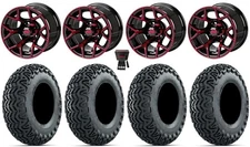 LSI Ninja 14" Golf Wheels Black/Red 23" Predator A/T Tires Yamaha