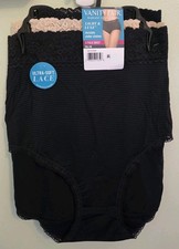 Vanity Fair Women's 3XL 10 Light Luxe 3 PACK Brief 3413135 BLACK BEIGE Lace
