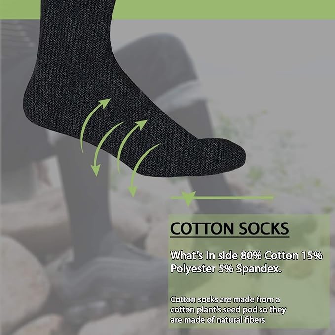 72 PK Men's  Premium Cotton King Size Extra Long Black Tube Socks-9-15 image 4