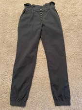 Veronica Beard Tedi Tapered Leg High-Rise Waist Stretch Pants Army Green 27/4