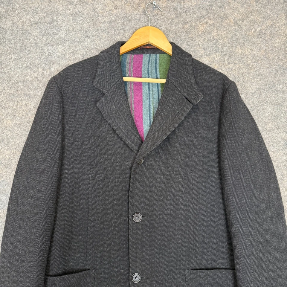 Abrigo Chaqueta de Lana ETRO Tweed para Hombres 54 (US 44) XL Franela Arco Iris Forrado Aria Foto 3 de 4
