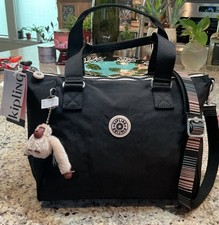 KIPLING Shoulder/Crossbody AMIEL KIB2I9 Black Multi Web Strap Monkey MSRP 134
