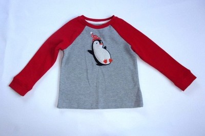 Lightning Bug Toddler 2T Holiday Penguin Long Sleeve Shirt Gray Red NWT $30