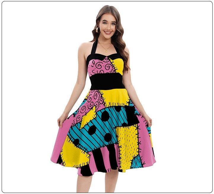 nightmare before christmas sally costume dress The Cosplay Women's Sally Outfit Color:Burgundy/Multi