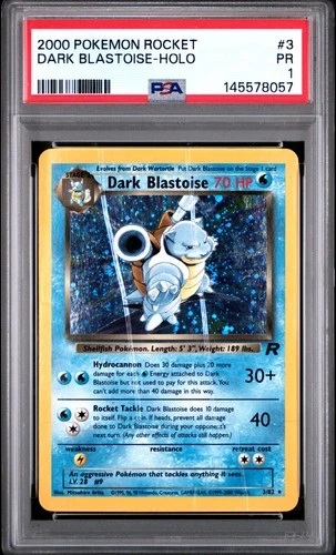 2000 POKEMON ROCKET #3 DARK BLASTOISE-HOLO PSA 1
