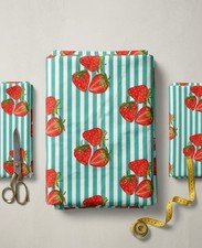 Soft Cotton Fabric Strawberry Print By Yard Handmade Indian Quilting Material