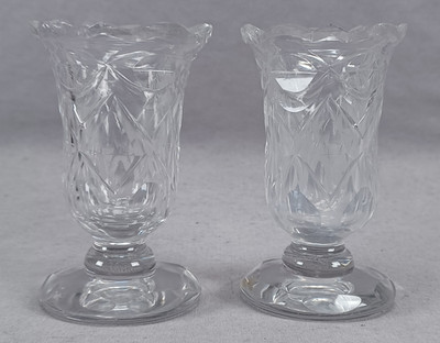 Pair of Anglo Irish Cut Vesicas and Diamonds Flint Syllabub Glasses C. 1780-1790