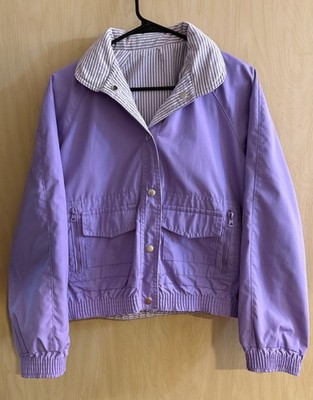 80s Izzi purple reversible windbreaker jacket zip away hood size medium