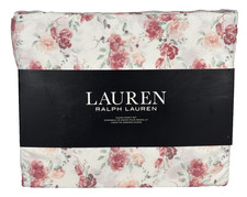 Ralph Lauren Queen Sheet Set Floral Rose Ivory Pink 100 Cotton Cottage