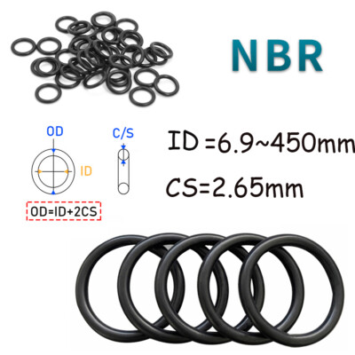 10Pcs Metric O Ring Nitrile Rubber O-ring NBR Seal O-rings ID=6.9~450mmCS=2.65mm