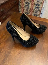 New w/out Box Women's Black Delicacy Stilettos Pumps Rhinestones 6" Heel Size 10
