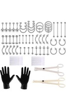 64Pcs Piercing Kit Belly Button Piercing Kit Septum Piercing Kit.