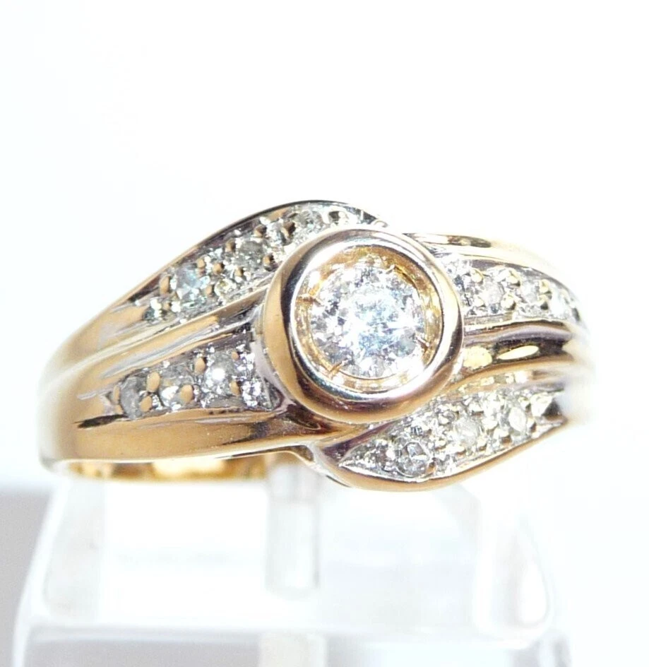 Ring 585 Gold Gelbgold 0.20ct. Diamanten Gr: 55 / 17,5 mm  änderbar 3,9 g - Bild 3 von 4