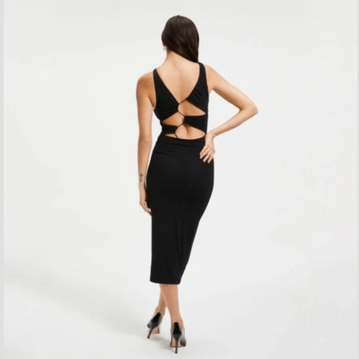 black strapless corseted max morgan midi dress Shop Morgan Lace Dress (Black)