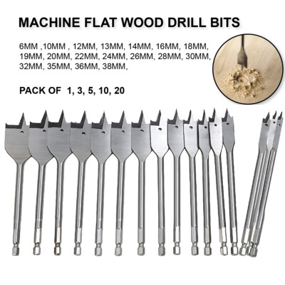 6-38mm Flat Wood Drill Bits Walleted Spade Hex End Hole Saw Cutter ...