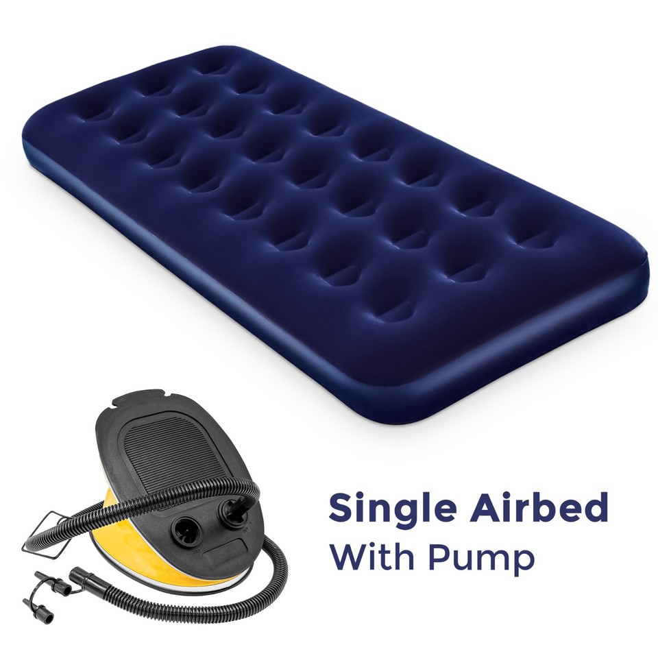 Double Single Airbed Flocked Camping Inflatable Mattress Air Bed