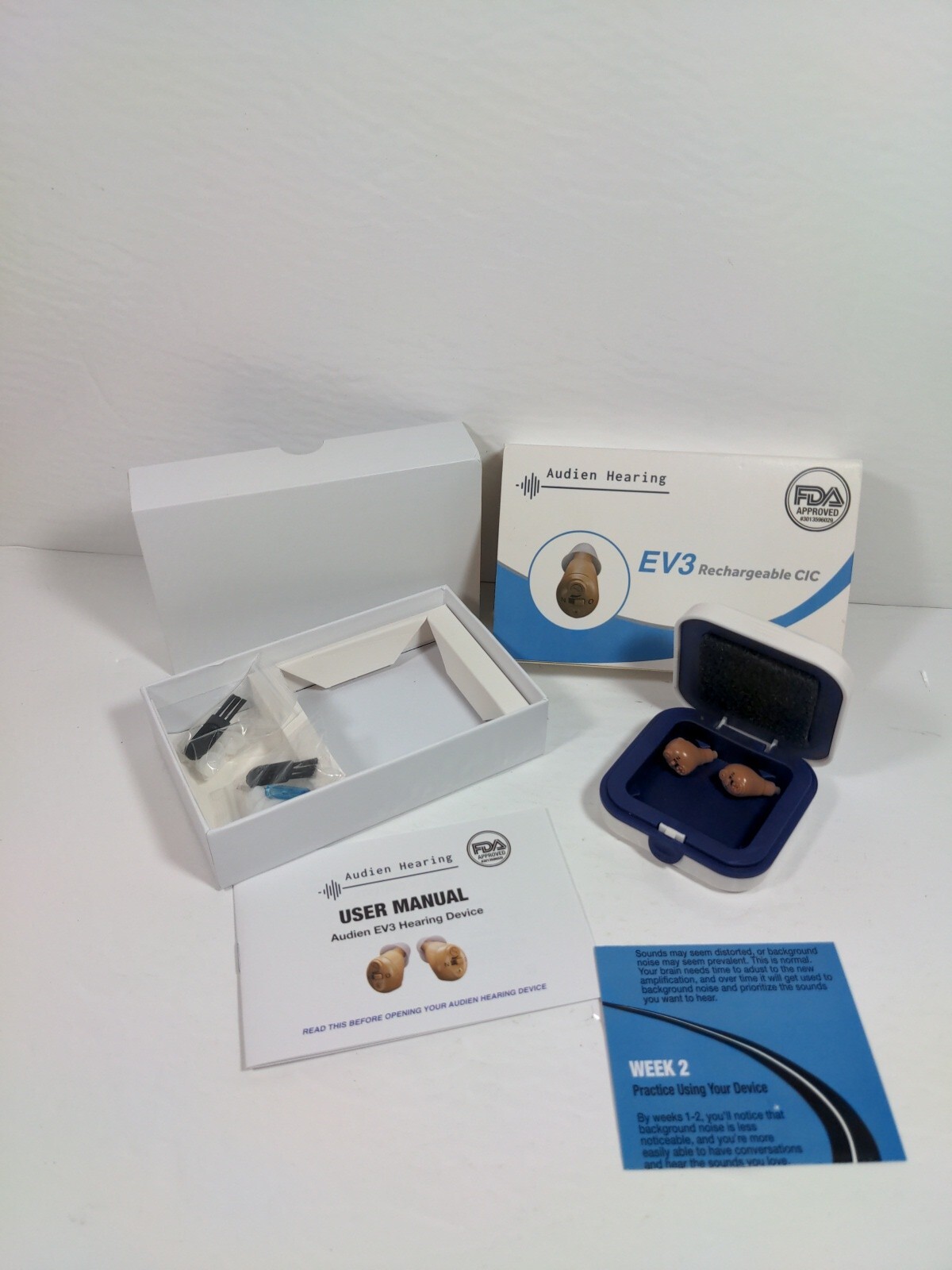 Audien Hearing EV3 Rechargeable Hearing Amplifier Untested For Parts