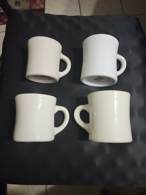 4 Vintage 12-10-8 oz Coffee Mugs/Cups Heavy Restaurant Ware Ceramic White |  eBay