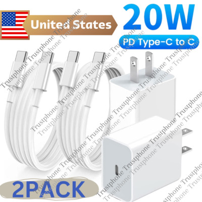 2X 20W PD Fast Wall Charger Dual Type C Cable For Samsung Galaxy A13 A33 A53 A73