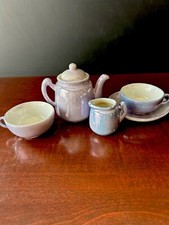 Antiq Miniature Porcelain Tea Set 6 piece set, Blue Lusterware,Remaining Members