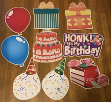 9 pc Happy Birthday Yard Signs with Stakes