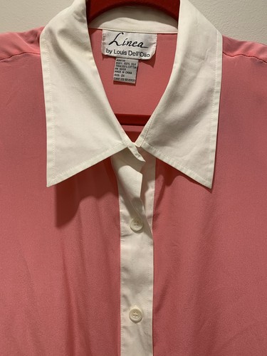 Vintage Linea von Louis Dell 'Olio 2x 100 % Seide Knopfleiste abnehmbare Schulterpolster Top - Bild 2 von 16