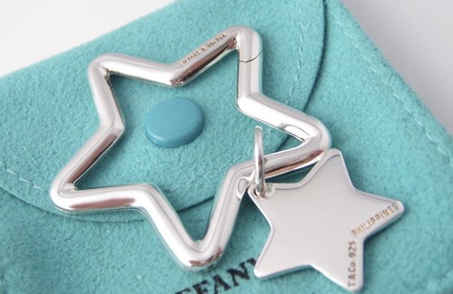 Double Star Charm Keychain Key Ring 