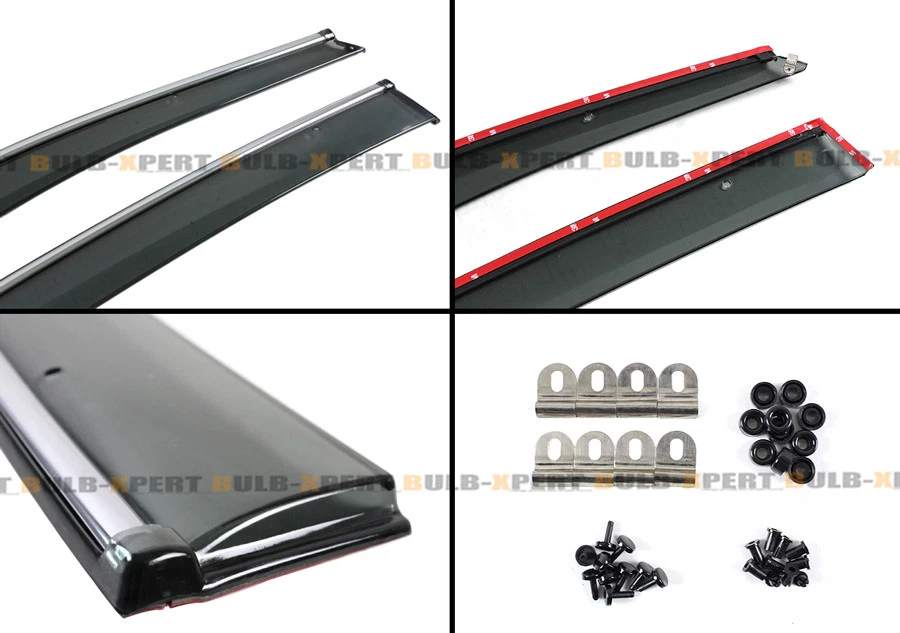 PARA VW PASSAT 2012-18 CLIP TEÑIDO DE HUMO EN VISERA DE VENTANA CROMADA PROTECTOR DE LLUVIA  Foto 3 de 4