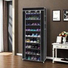 Shoe Rack Storage Closet Organizer Cabinet Shoes Shelves 10 Tiers Standing Black