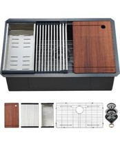 EcoChannels Undermount Kitchen Sink, 33 x 19 x 10 Inch Sink Kitchen 16 Gauge