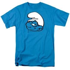 THE SMURFS BRAINY SMURF HEAD Licensed Adult Men's Graphic Tee Shirt SM-3XL