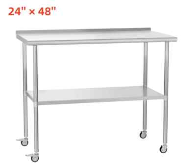 #ad Commercial Restaurant Kitchen Prep Work Table 24quot; x 48quot; w Backsplash amp; Casters $135.99
