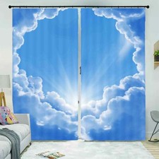 Irregular Blue Aperture 3D Curtain Blockout Photo Printing Curtains Drape Fabric