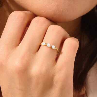 Three Stone Sterling Silver Moissanite 1.50 CT Round Cut Women's Wedding Ring