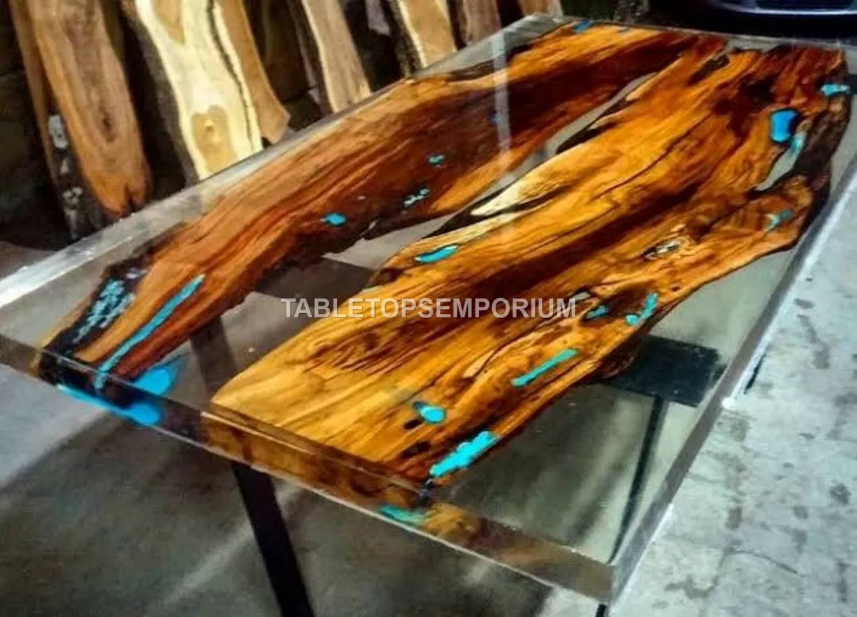 Mappa Burl Table Sold Top River Resin Dining Table Acacia Wood Transparent Decor