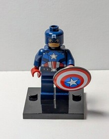 Lego Marvel CAPTAIN AMERICA minifig Sh014 Dark Suit Shield Avengers MINT GENUINE