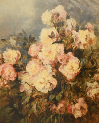 Wild Rose Still Life, 1941 - Painting by Ida Dolanyi Bencur