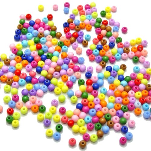 1000 Mixed Bubblegum Color Acrylic Round Beads 4mm Smooth Ball Beads Spcer - Picture 1 of 8