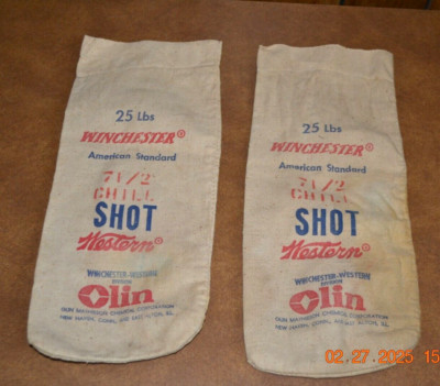 2 WINCHESTER American Standard 25LB Western Brand #7 1/2 Chill Shot EMPTY Bags
