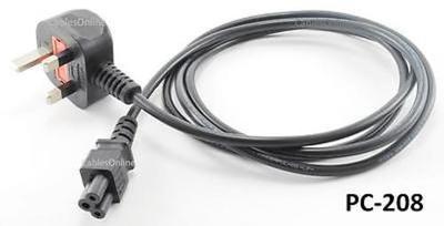 6ft 3-Pin UK Power Cord BS C5 Mickey Mouse/ Clover Leaf Plug Cable,  PC-208
