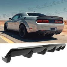Rear Lip Bumper Diffuser Shark Fin Spoiler Black For Dodge Challenger 2008-2023
