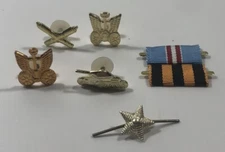 Vintage USSR Soviet Union Russia Lot of 7 Military Uniform Badges Pins Ribbon