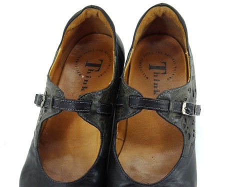 Think Chaussures Femmes Escarpins Ballerines Loisir Basses Taille 39 Cuir Noir - Photo 9 sur 11