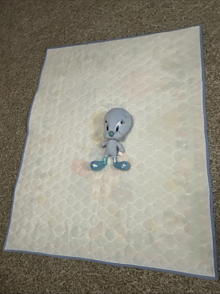 Tweety Bird Baby Blanket Quilted - Vintage Blue Tweety Bird Stuffy