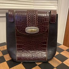 Brighton Croc Embossed Leather Shoulder Bag Satchel Bucket