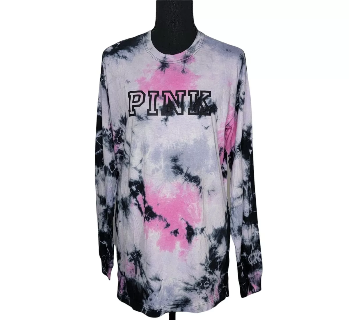 Pink Victoria Secret Pullover Tie Dye Long Sleeve Logo Sz XS New WT