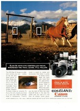 1997 Canon EOS Elan II E Camera Horse Corral Vintage Print Advertisement